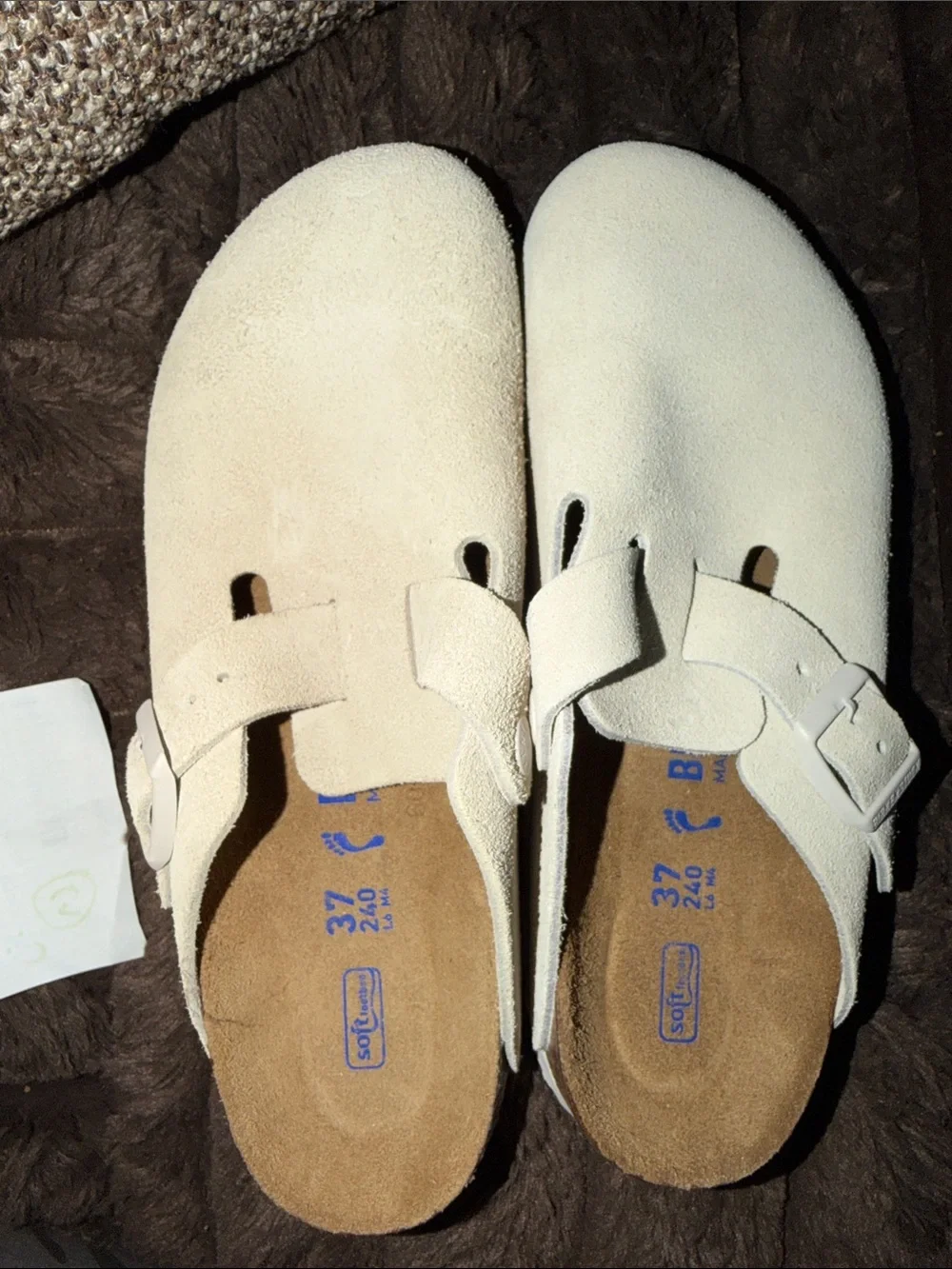 Birkenstock Boston Clog   Suede Clog in Off-White